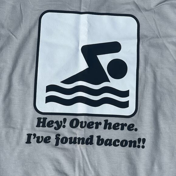 American Apparel T-Shirt Swimming I Found Bacon Top Womens Size Large - Picture 4 of 8
